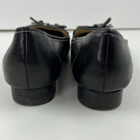 Etienne Aigner Women's Black Leather Loafer Shoe with Bow - Picture 6 of 8